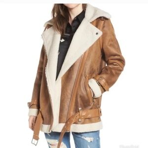 Avec Les Filles Faux Shearling Moto/Biker Jacket(XS) Runs Big (S/M)
